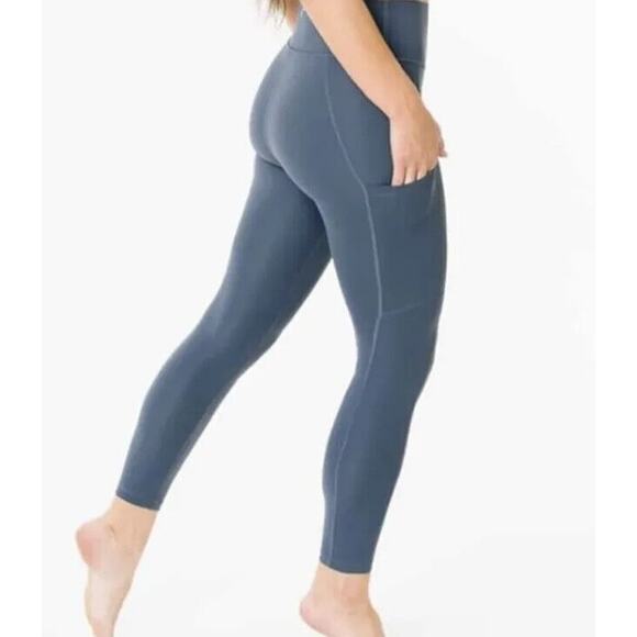 Zyia Active Hero Leggings Womens 4 Blue Slate Stretch Compression Side Pockets - Picture 12 of 13